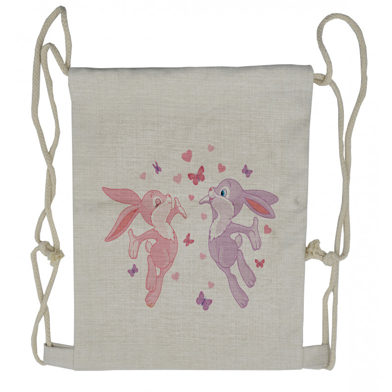 Bunnies Kissing in Air Drawstring Backpack