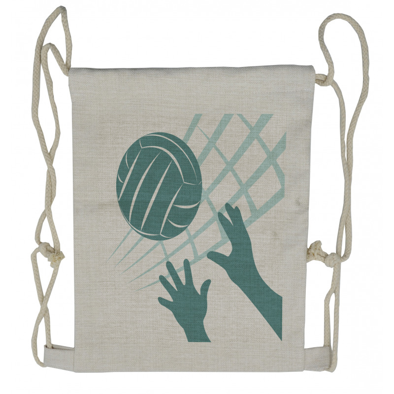 Close Up Hands and Ball Drawstring Backpack