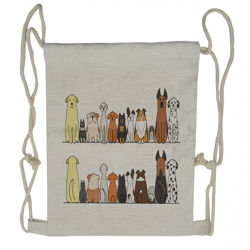 Dog Family in a Row Drawstring Backpack