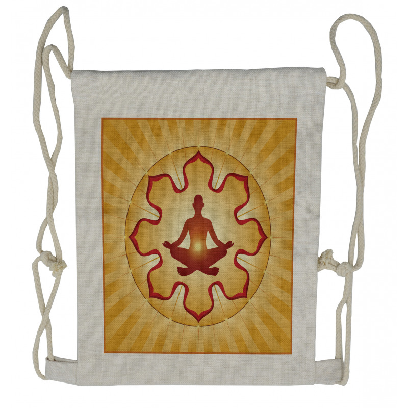 Lotus Balance Striped Drawstring Backpack