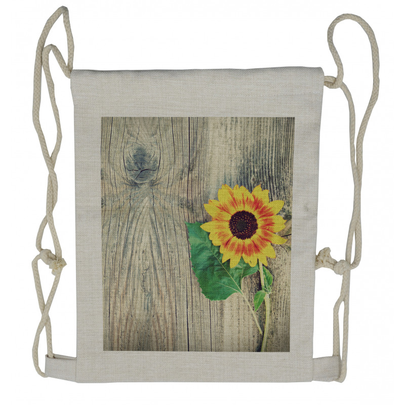 Wood Board Bouquet Drawstring Backpack