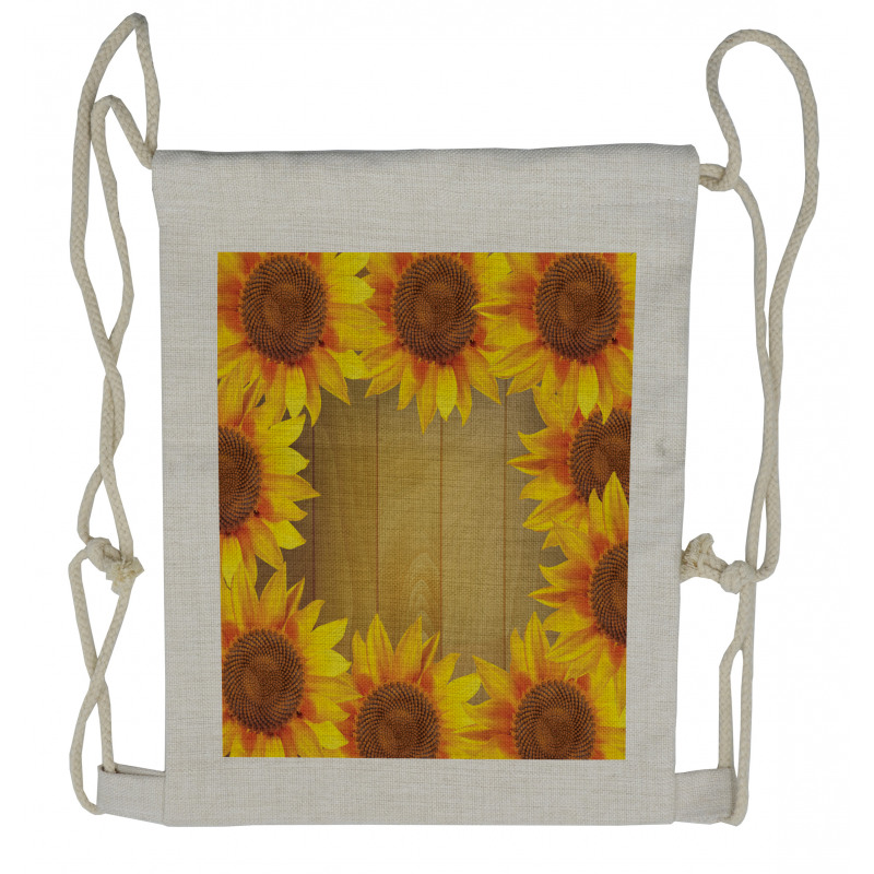 Flower Frame Circle Drawstring Backpack