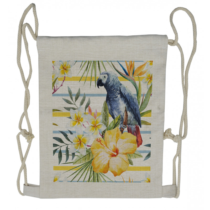 Tropic Exotic Parrots Drawstring Backpack