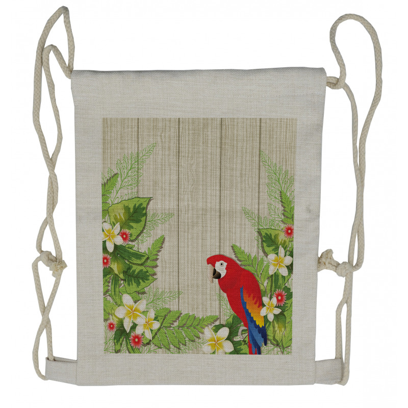 Flowers Parrot Drawstring Backpack