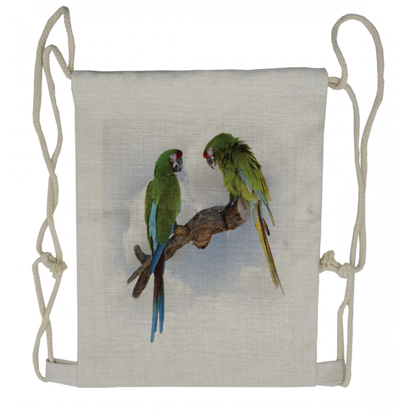 2 Parrot Macaw Bird Drawstring Backpack