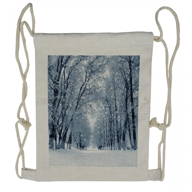Wildlife Snowy Trees Drawstring Backpack