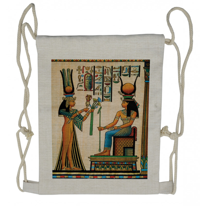 Old Egyptian Papyrus Drawstring Backpack