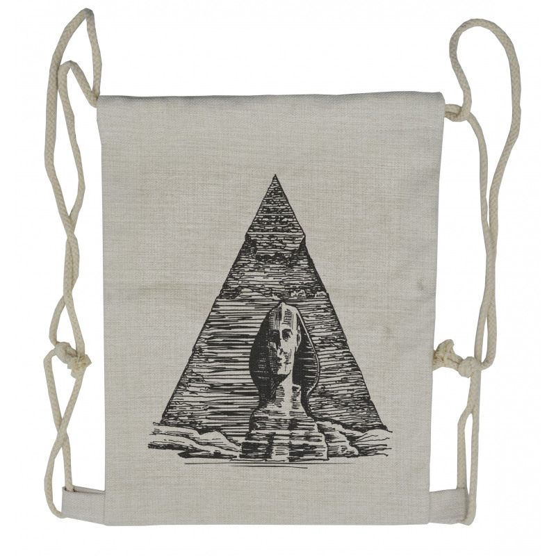 Sphinx Pyramid Sketch Drawstring Backpack