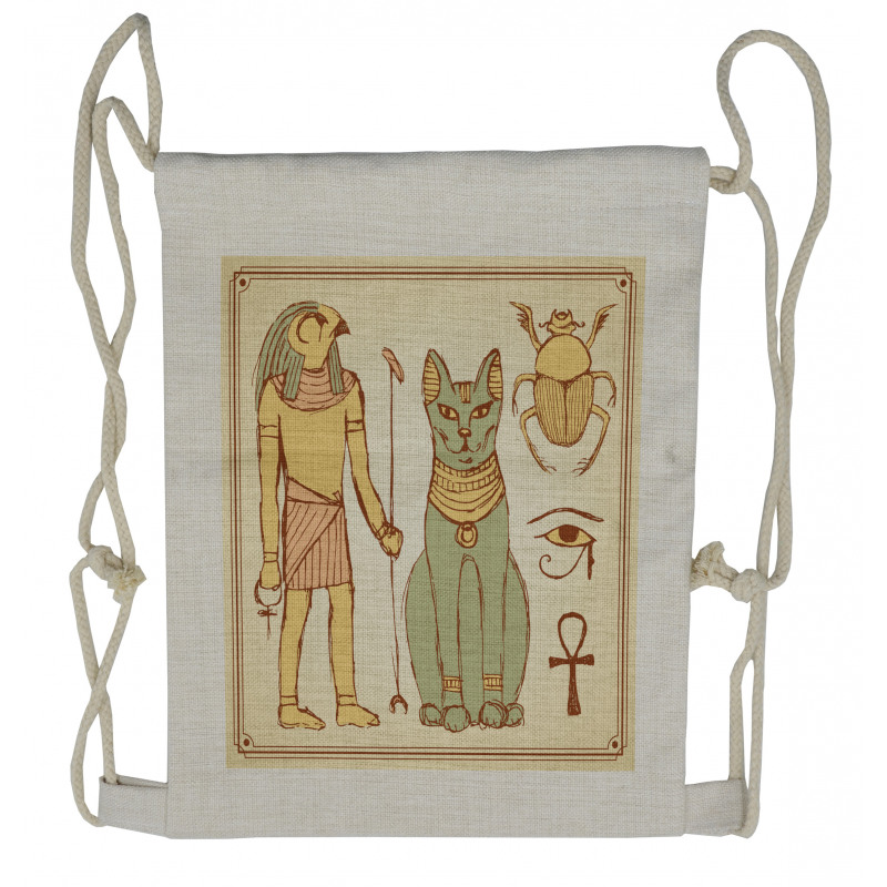 Ancient Cat Figure Drawstring Backpack