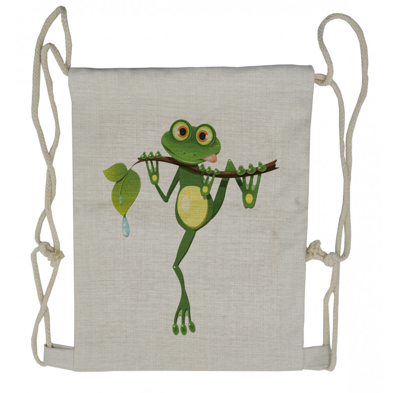 Frog on Branch Jungle Drawstring Backpack