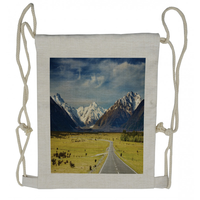 Snowy Mountains Alps Drawstring Backpack