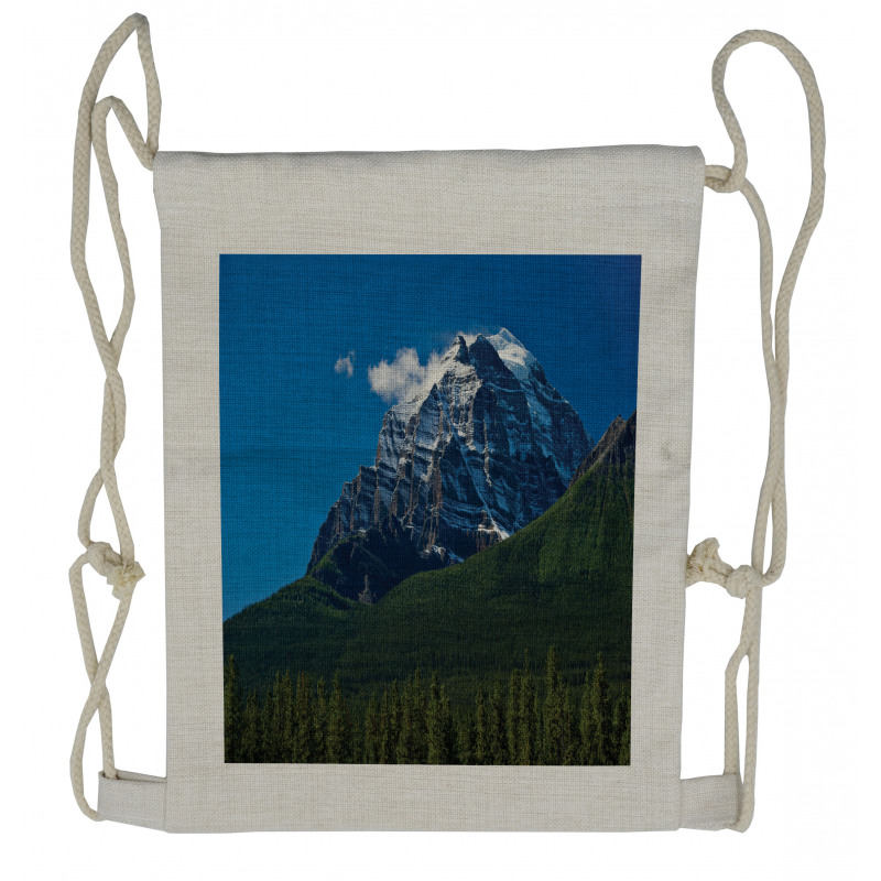 Snowy Peaks Trees Park Drawstring Backpack