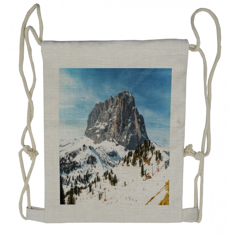 Mediterranean Snowy Peak Drawstring Backpack