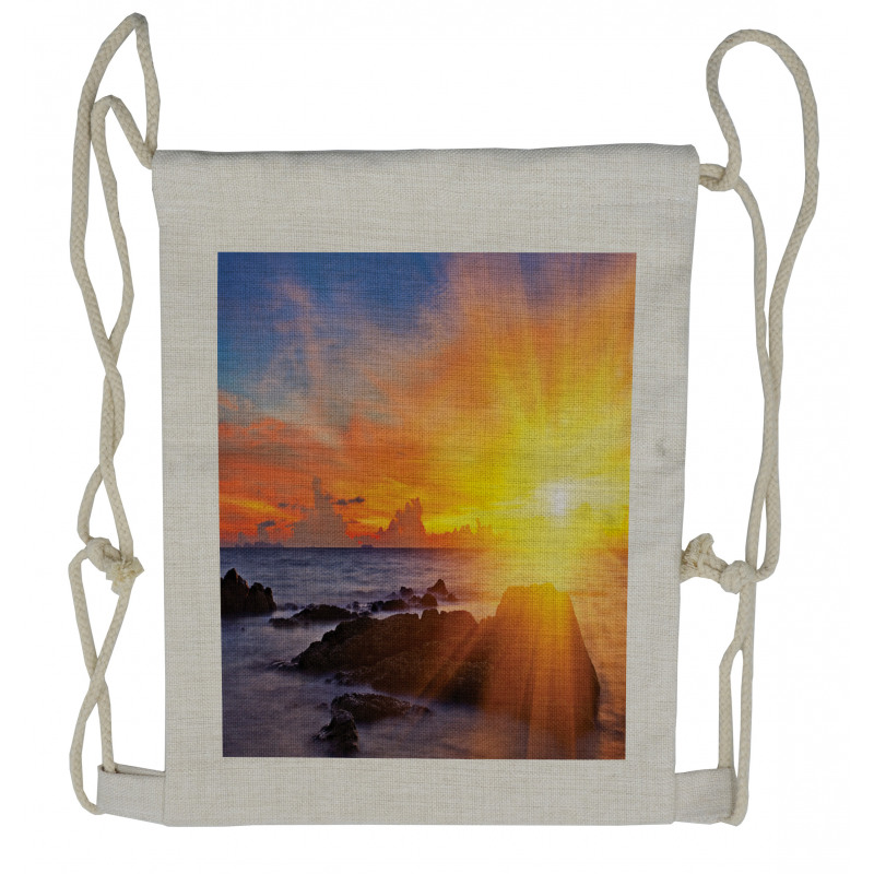 Colorful Sunset Sky Drawstring Backpack