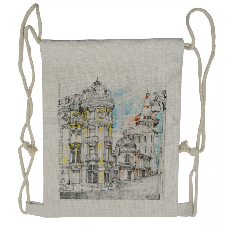 European City Sketch Drawstring Backpack