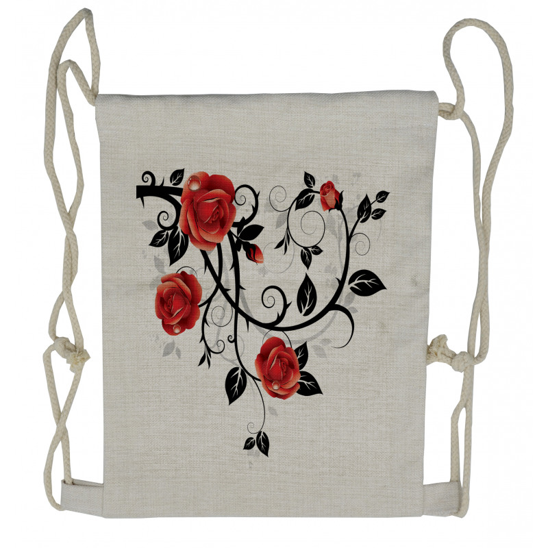 Swirling Roses Garden Drawstring Backpack