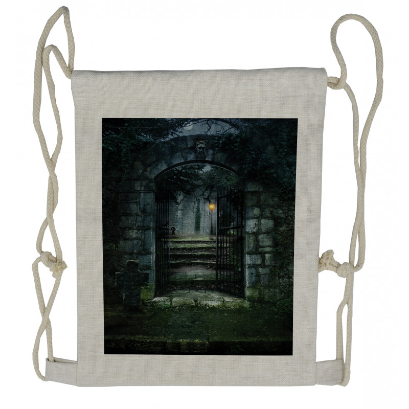 Dark Haunted Castle Drawstring Backpack