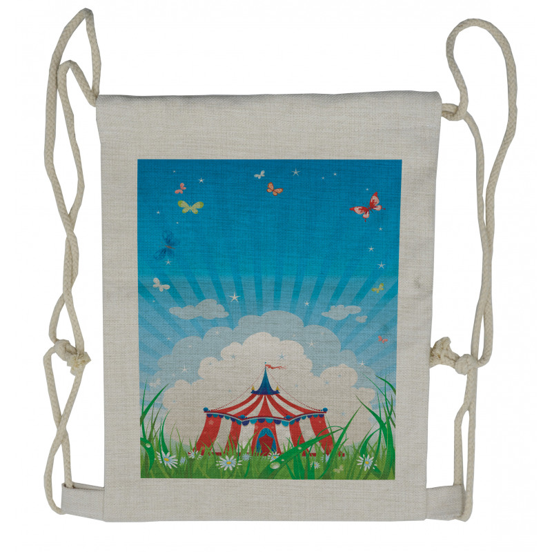 Circus Tent with Clouds Drawstring Backpack