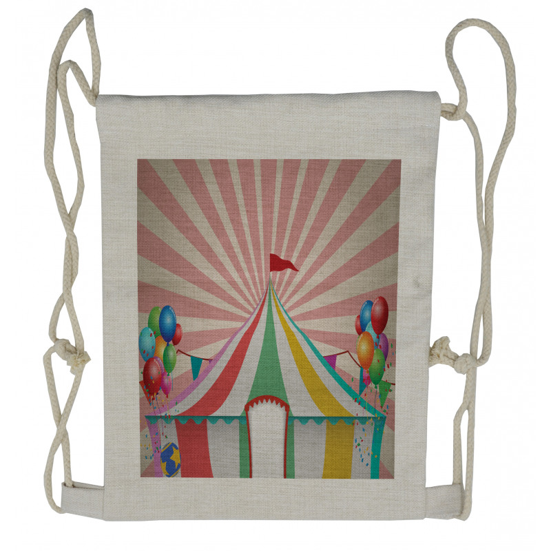 Vintage Circus Balloons Drawstring Backpack