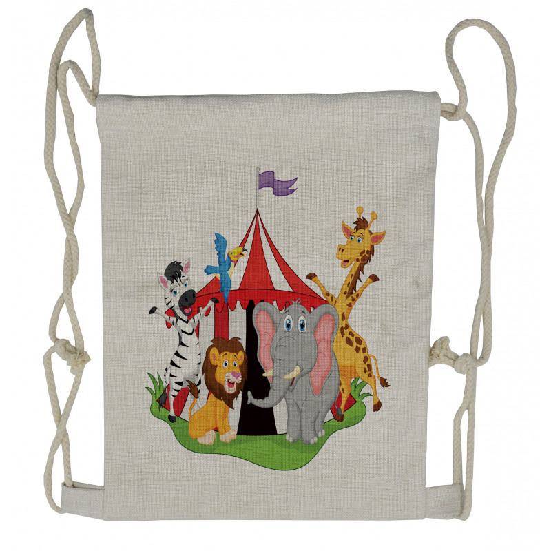 Circus Tent Giraffe Mime Drawstring Backpack