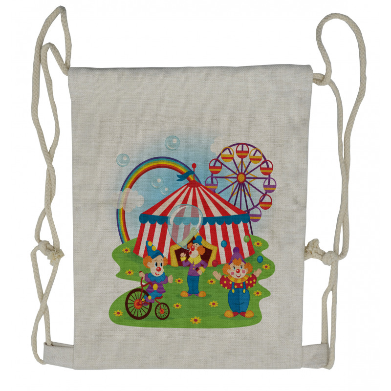 Fun Circus Scene Clowns Drawstring Backpack