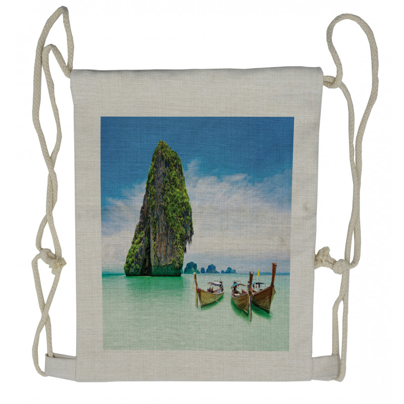 Rock in the Sea Coast Drawstring Backpack