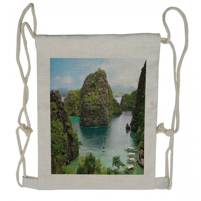 Cliff in Philippines Drawstring Backpack