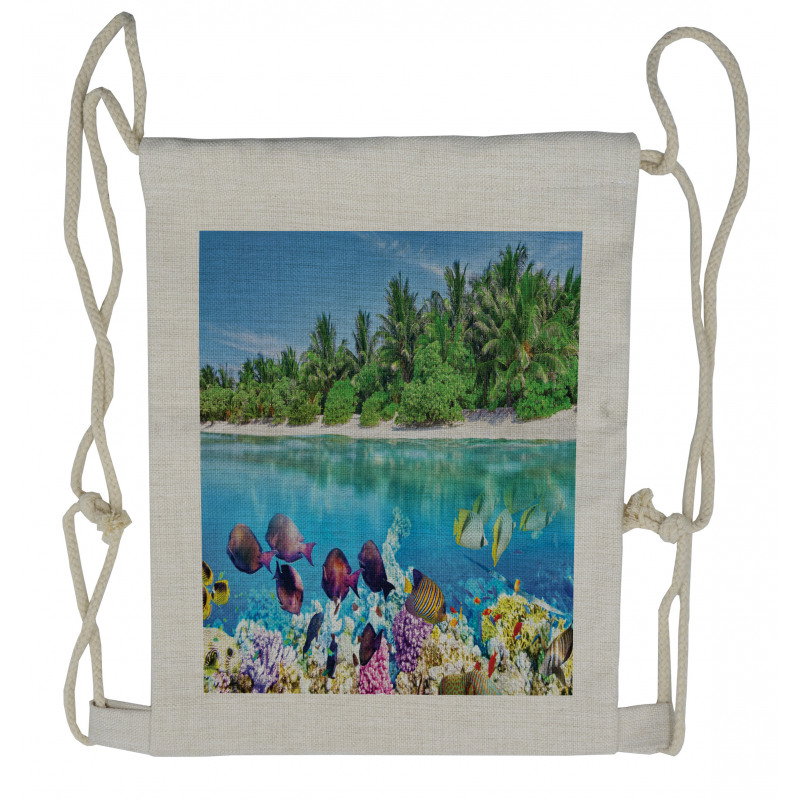 Aquatic World Maldives Drawstring Backpack