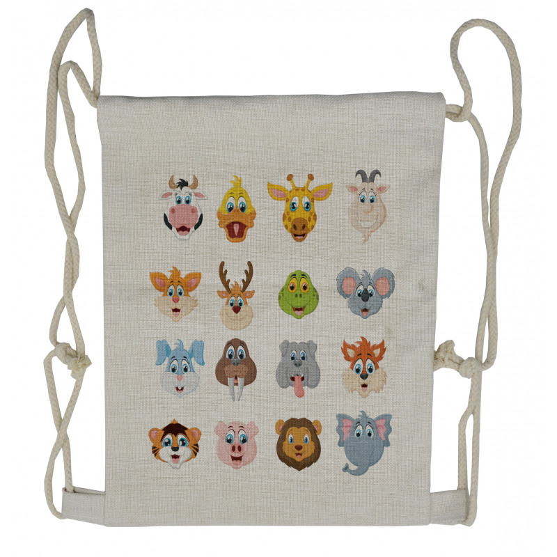 Comic Koala Fox Faces Drawstring Backpack