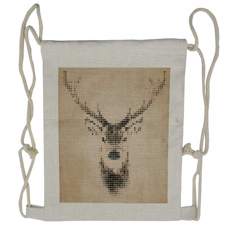 Deer Portrait with Dots Drawstring Backpack