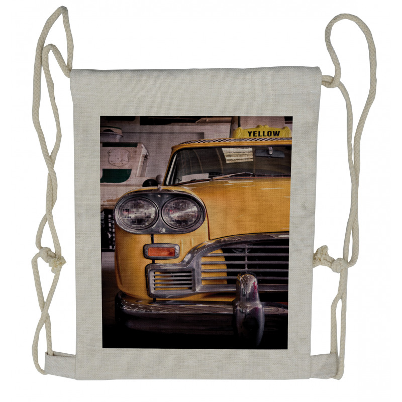 Antique Yellow Taxi Drawstring Backpack