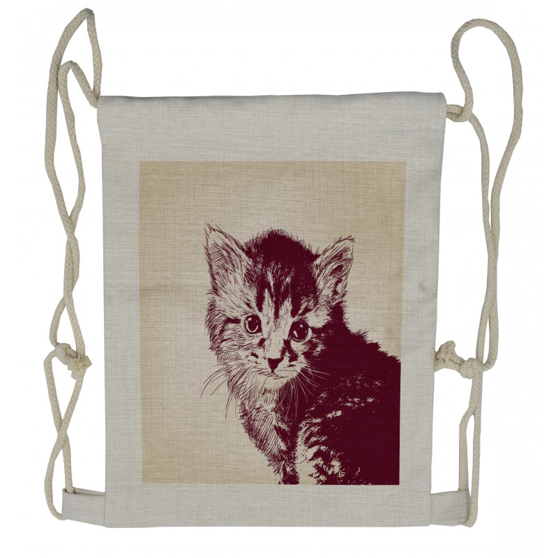 Grunge Retro Kitty Cat Drawstring Backpack