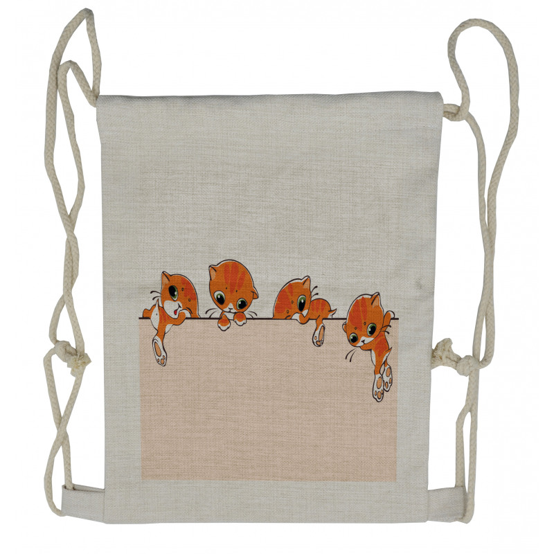 Banner with Little Kitties Drawstring Backpack