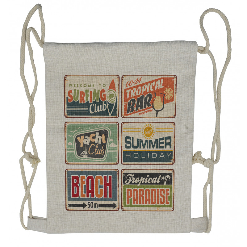 Summer Holiday Vintage Drawstring Backpack