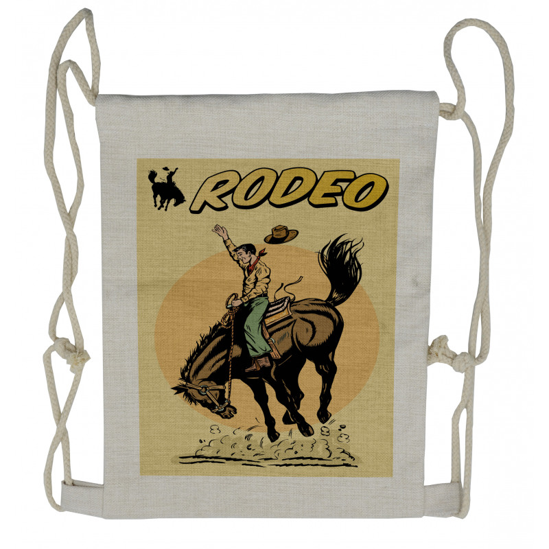 Wild Horse Rodeo Cowboy Drawstring Backpack