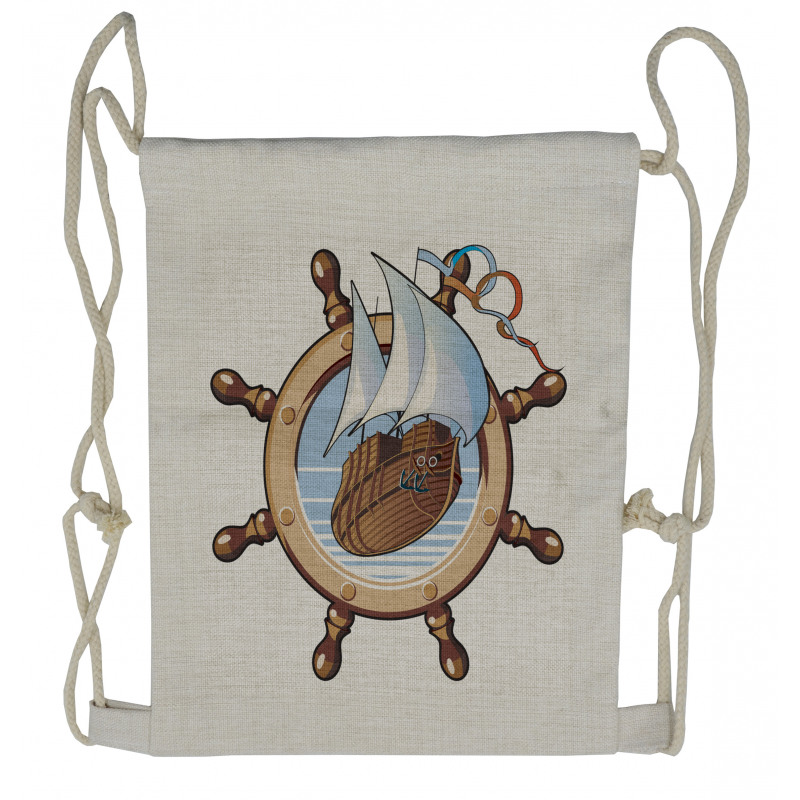 Ships Wheel Sailing Drawstring Backpack