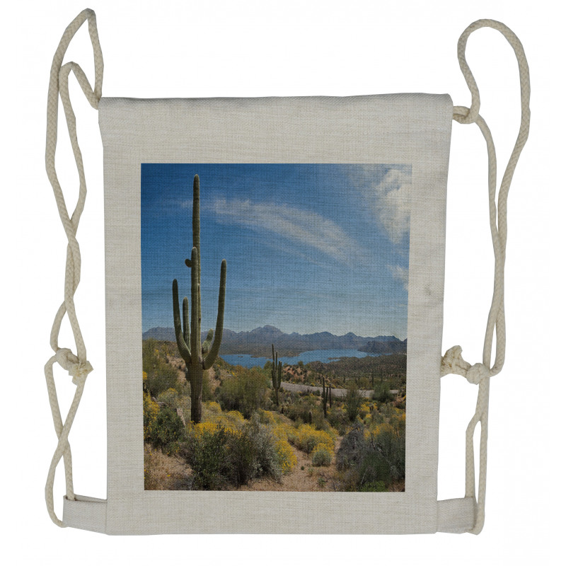 Cactus on the Valley Drawstring Backpack