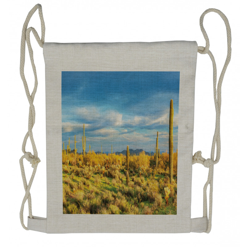 Western Cactus Spikes Drawstring Backpack