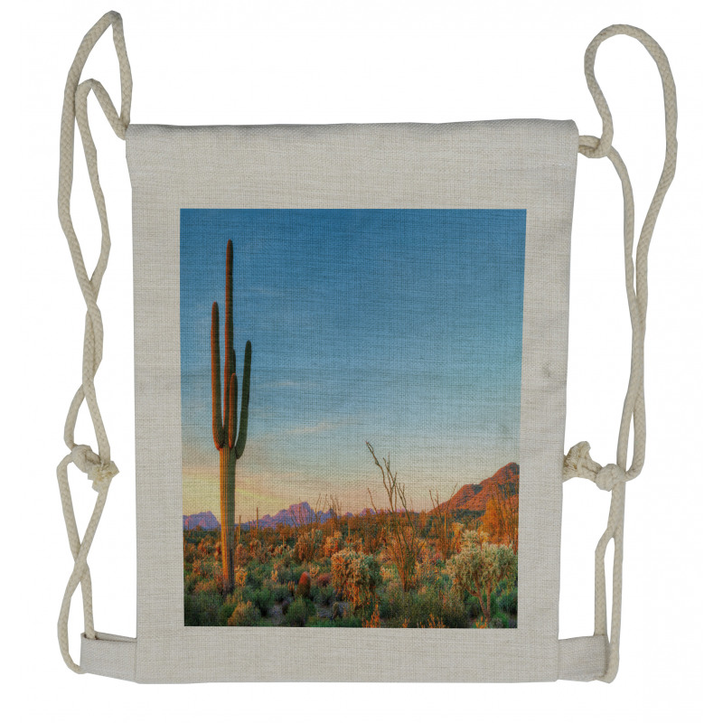 Sun in Desert Cactus Drawstring Backpack