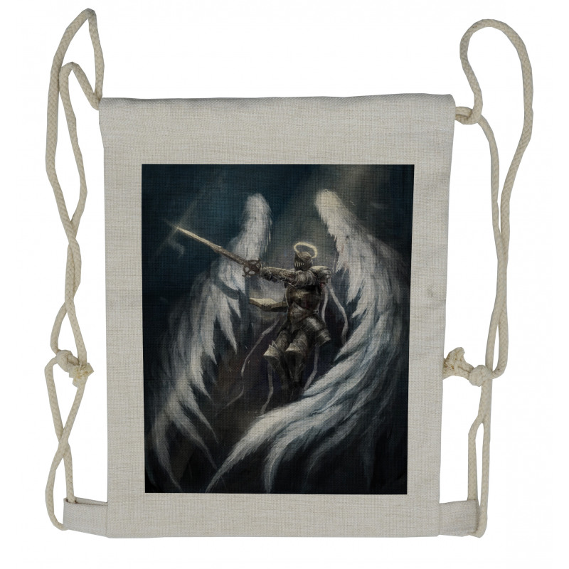 Angel Knight White Wing Drawstring Backpack