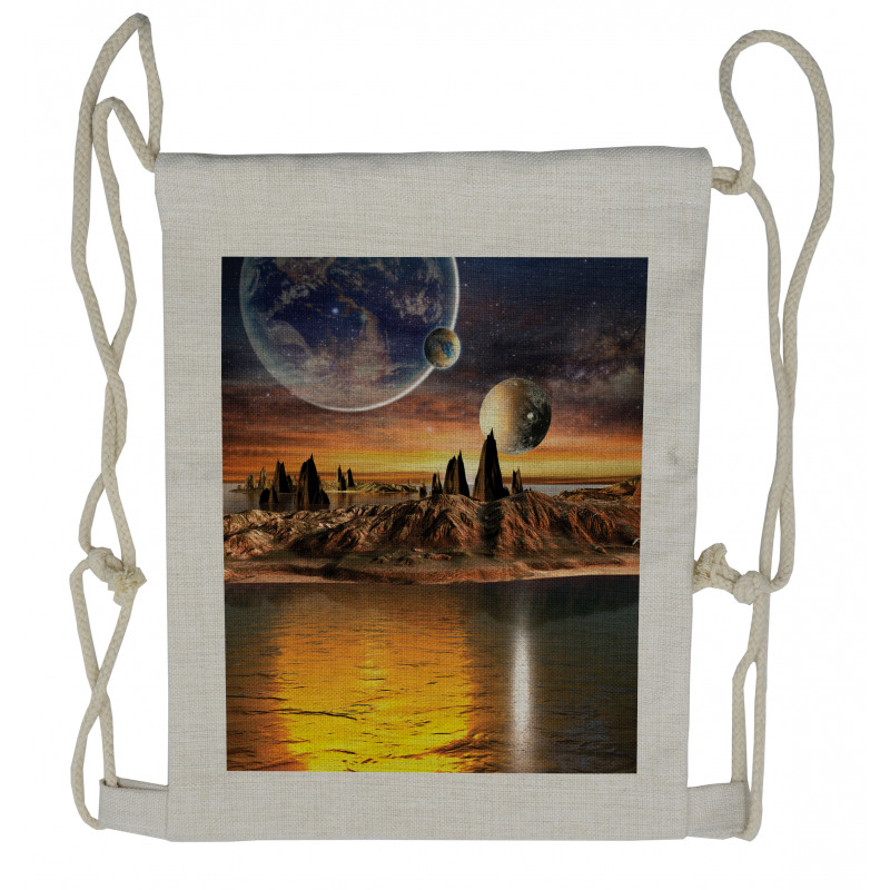 Planet Sci Fi Fantasy Art Drawstring Backpack