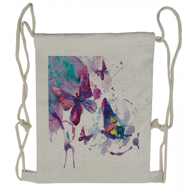 Watercolor Art Modern Drawstring Backpack