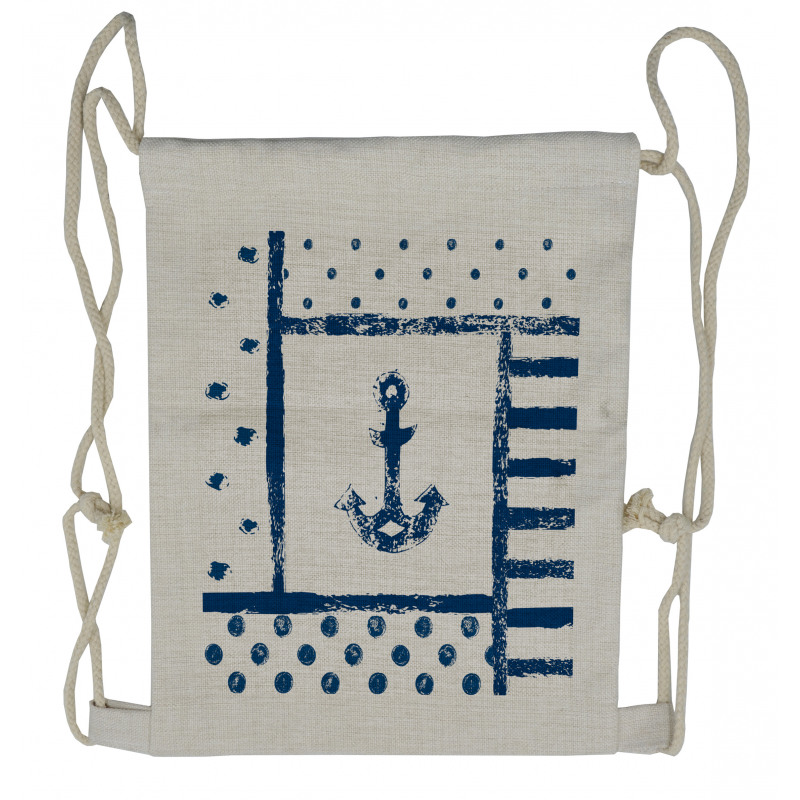 Grunge Boat Navy Theme Drawstring Backpack