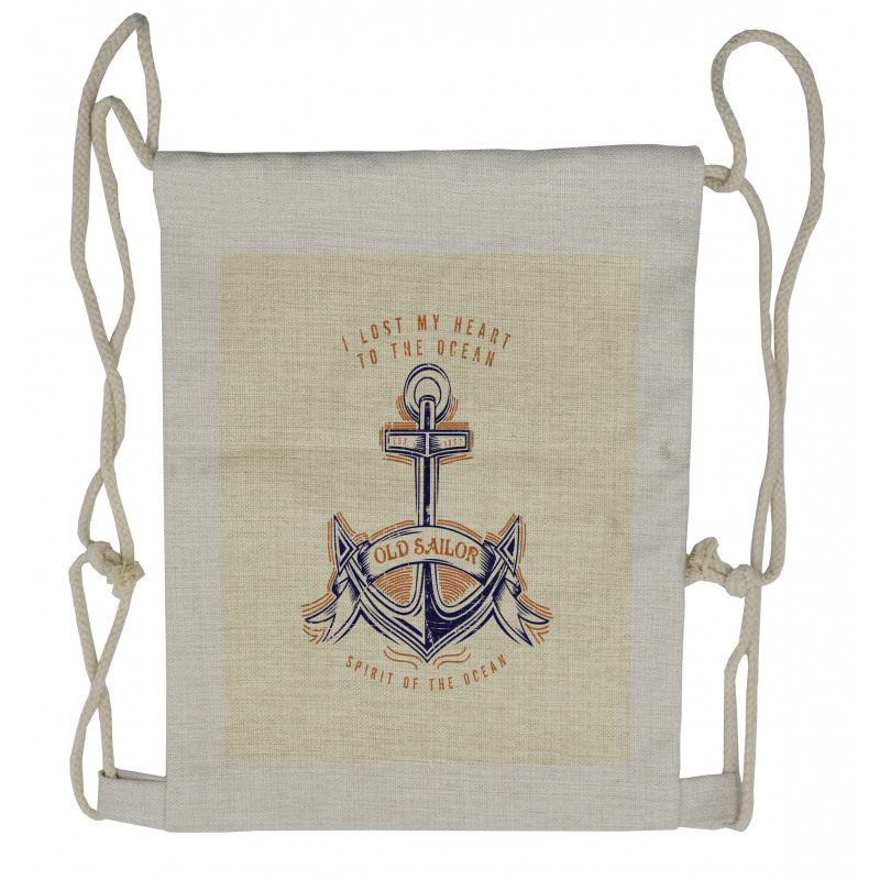 Vintage Style Anchor Sign Drawstring Backpack