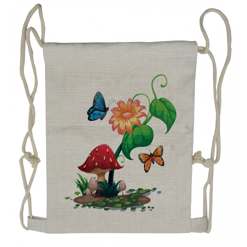 Flowering Plant Butterfly Drawstring Backpack