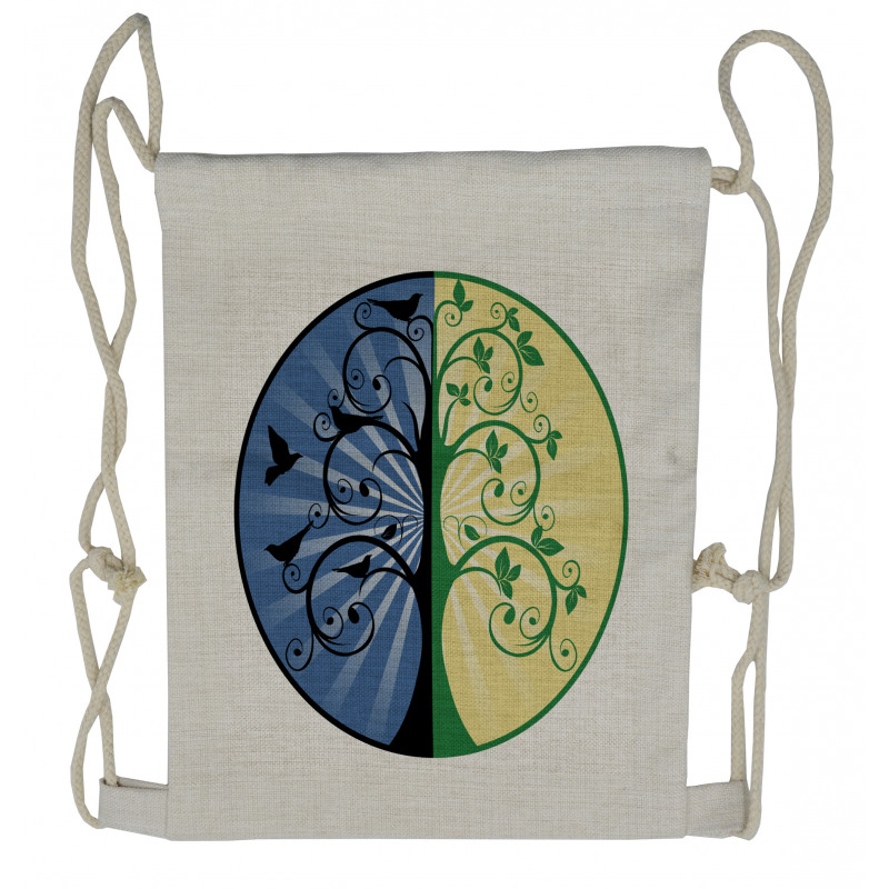 Ying Yang Tree Asian Drawstring Backpack