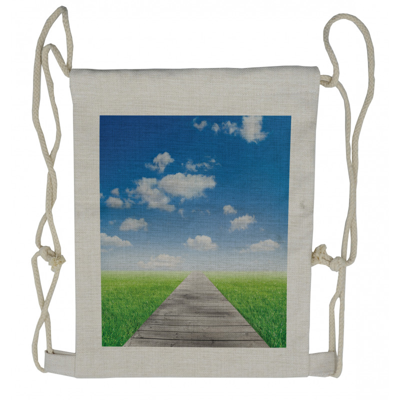 Meadow Countryside Path Drawstring Backpack