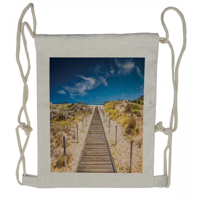 Idyllic Tranquil Shore Drawstring Backpack