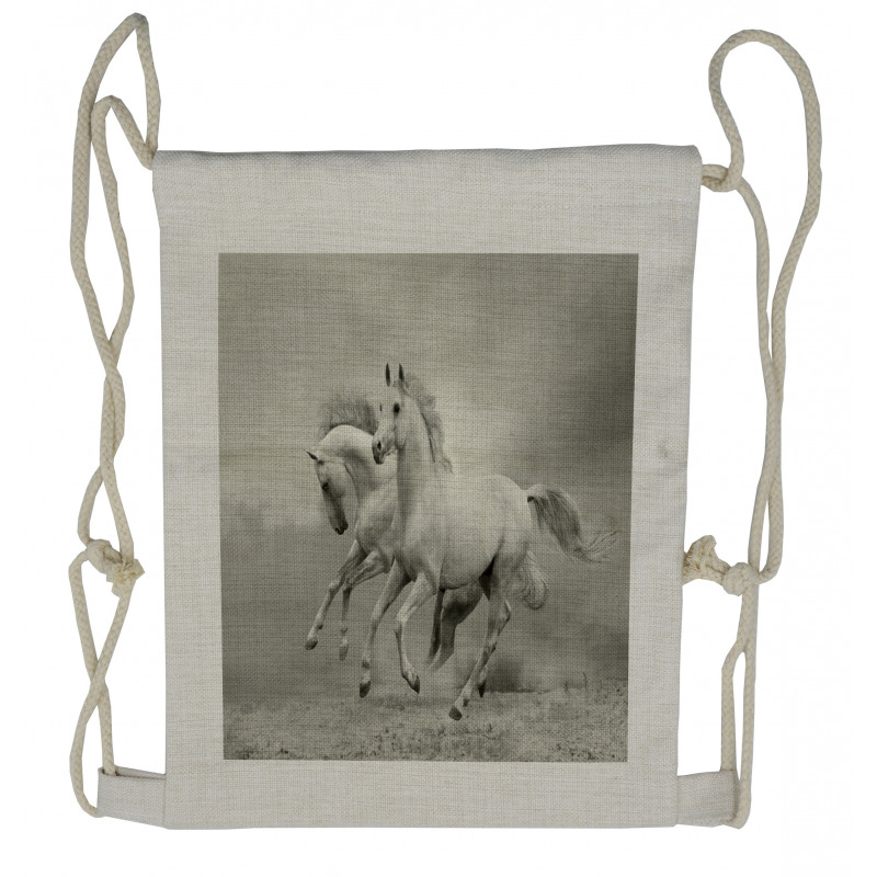 Horse Freedom Theme Drawstring Backpack