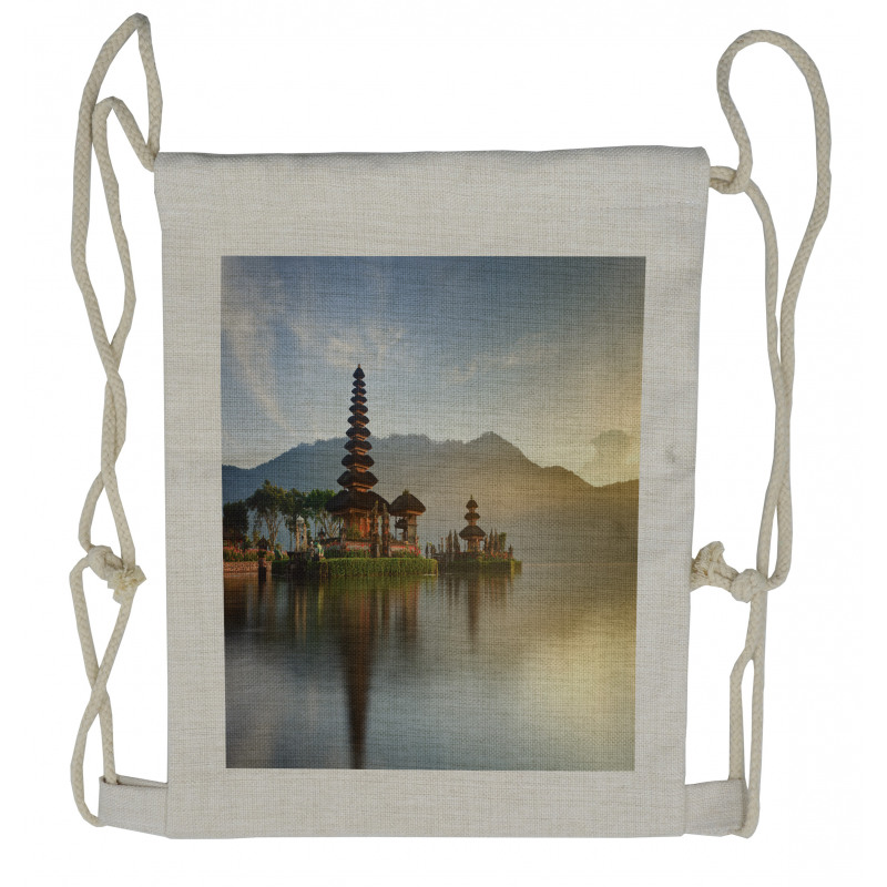 Pura Ulun Danu Building Asia Drawstring Backpack